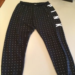 NWOT Oversized Medium Rhinestone VS PINK Lightweight Sweatpants